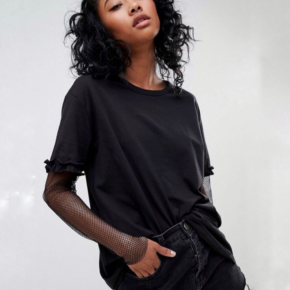 Noisy may Tops - Noisy May Bianca Long Sleeve with Mesh Sleeves